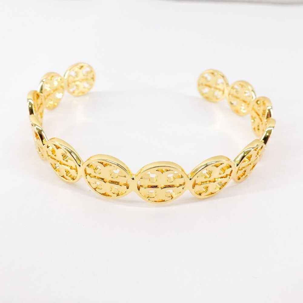 Tory Burch Miller Logo Cuff Bracelet Gold OS - Picture 10 of 10